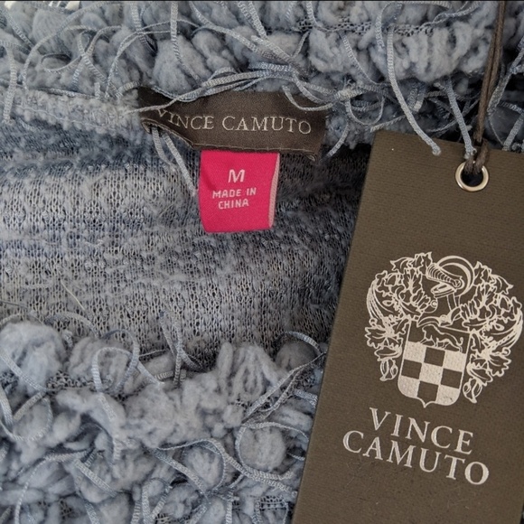 Vince Camuto Top Textured Eyelash Pullover Mock Neck Long Sleeve Grey Blue M NWT - Picture 8 of 8